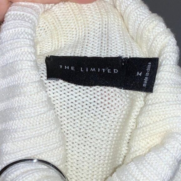 The Limited Ivory Turtleneck Sweater Womens M Ribbed Knit Long Sleeve Acrylic Bl - Picture 3 of 3